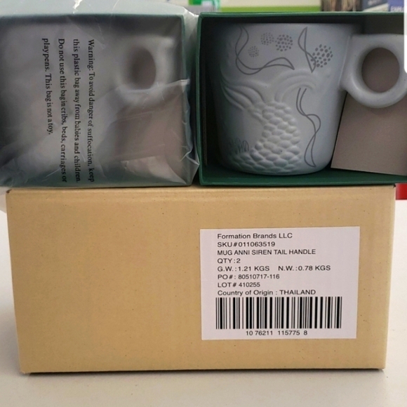 2 NEW STARBUCKS 2016 Anniversary Mermaid Siren Tail Mugs ~ 12 OZ  SET OF 2 - Picture 3 of 5